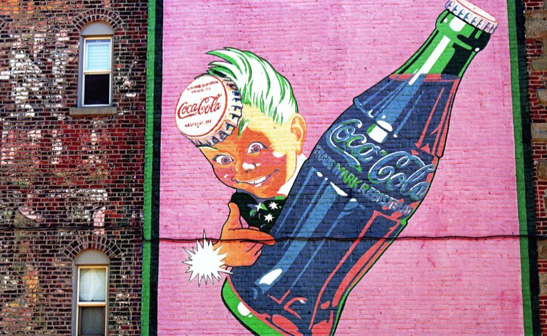 Bellingham WA, Bellingham Wash. Coca Cola sign mural in Bellingham, Kodak Ekter 100, Jeff King Photography, Mamiya 645 Pro