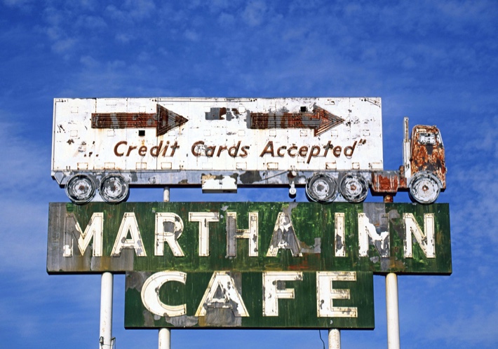 Martha Inn Cafe neon sign at a truck stop in the town of George WA, George Wash., Interstate 90 in Washingtopn, Kodak Portra 400, Jeff King Photography