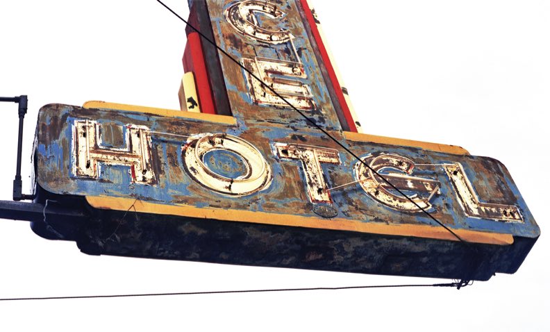 Bruce Hotel, Bruce Hotel sign, Wenatchee WA, Wenatchee Wash., vintage hotel sign, Mamiya 645 Pro, Kodak Portra 400, Jeff King Photography