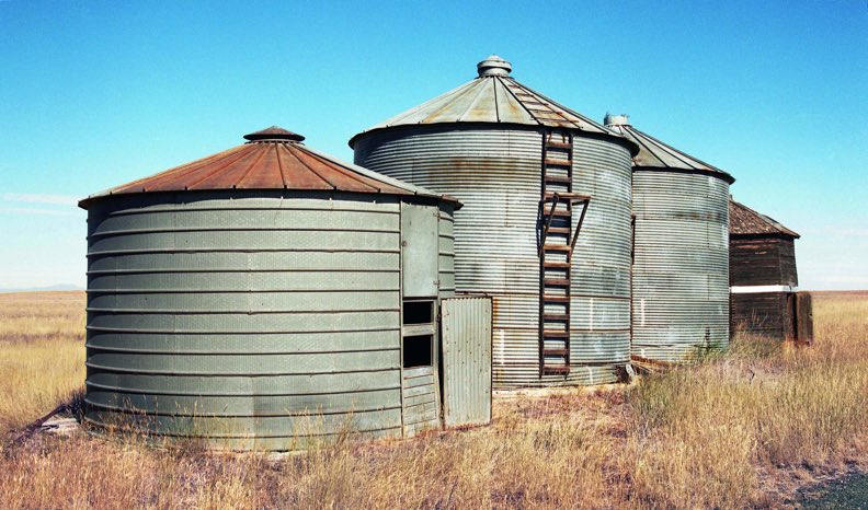 Waterville Plateau, Waterville Plateau grain silo, Waterville WA, Waterville Wash., Grain silo on Waterville Plateau, Waterville Plateau grain silo, Kodak Portra 400, Waterville WA farm, Waterville Wash. farm, Jeff King Photography, Mamiya 645 Pro