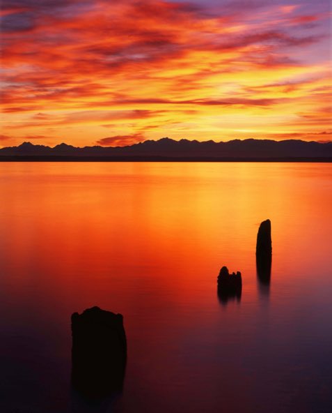 Puget Sound sunset, Puget Sound, Picnic Point in Edmonds, Picnic Point sunset, Picnic Point WA, Picnic Point Wash., Fuji Provia 100F, Mamiya 645 Pro, Jeff King Photography