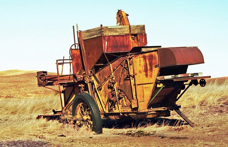 Retired combine in Palouse wheat country, Palouse wheat field, Jeff King Photography, Kodak Ektar 100, Nikon F5