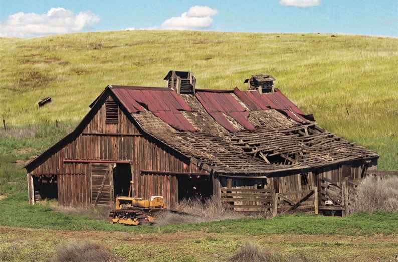 Hay Wash. barn, Old barn in the town of Hay Wash., Hay WA barn, Hay Wash. barn, Collapsing barn in Washington wheat country, Hay WA, Hay Wash., Jeff King Photography