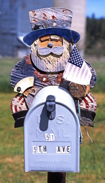 Pine City WA, Pine City Wash., Palouse wheat field, Palouse wheat farm, Americana, Uncle Sam mailbox in Pine City, Jeff King Photography
