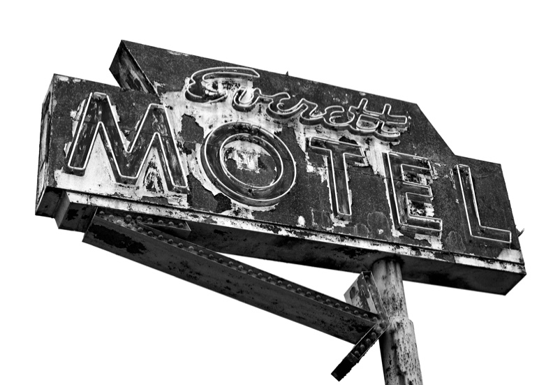 Everett Motel, Everett WA, Everett Wash., old motel sign, motel sign, Jeff King Photography, Kodak T-Max 400, Jeff King Photography