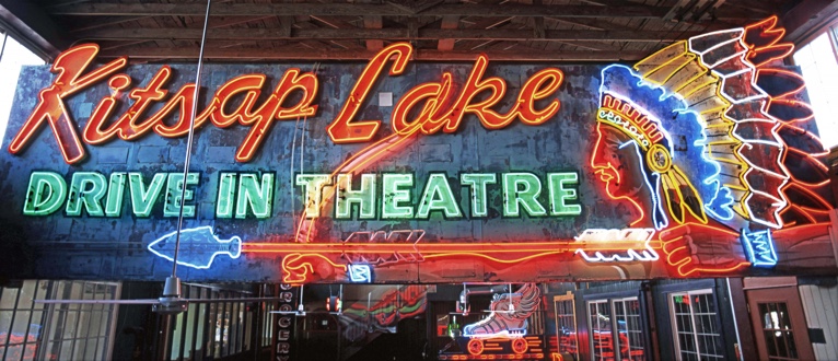 Kitsap Lake Drive In Theatre, Seattle neon sign, Neon graveyard in Seattle, neon graveyard, Jeff King Photography, Mamiya 645 Pro TL
